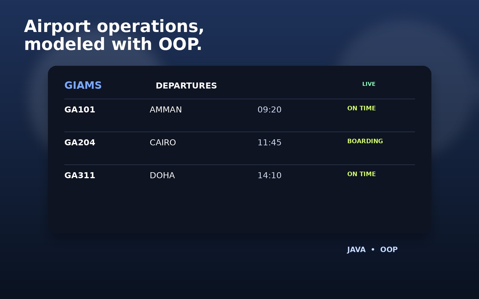 Airport management Java system project mockup